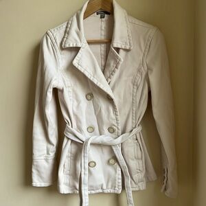 James Perse 4 (fits like a Medium) Double Breasted Cotton Cream Coat